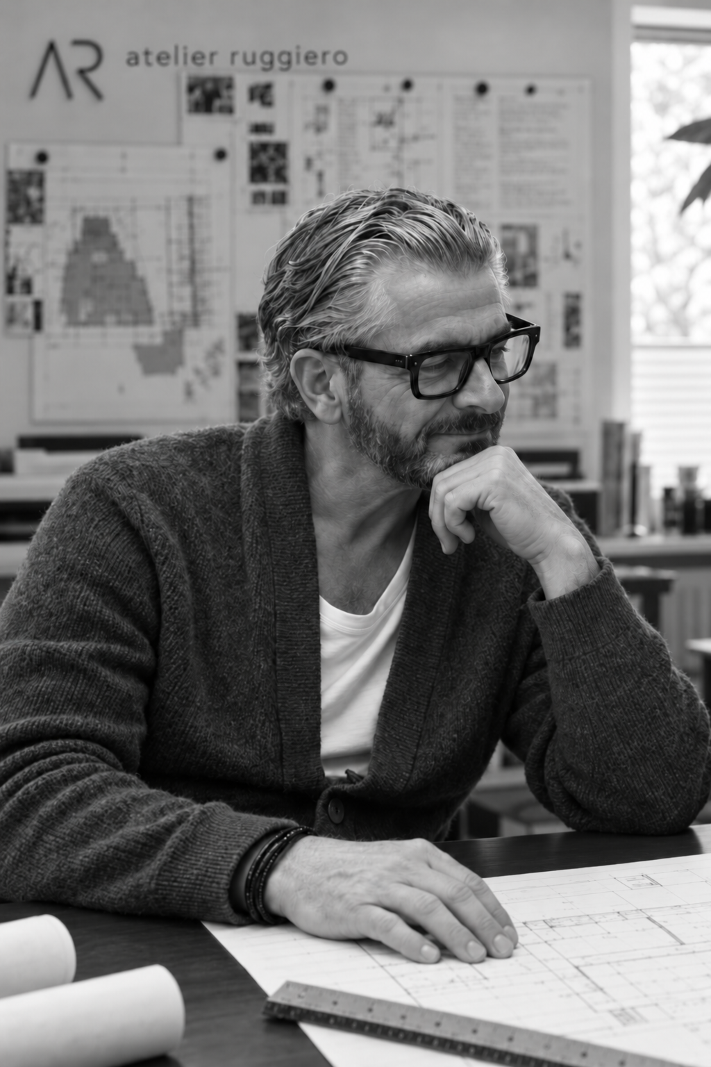 Vitantonio Ruggiero bei der Arbeit mit Plänen